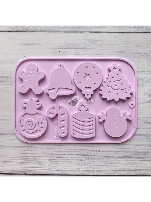 Karácsonyi Hóember, Csengő, Gyertya Csokoládé Szilikon Öntőforma