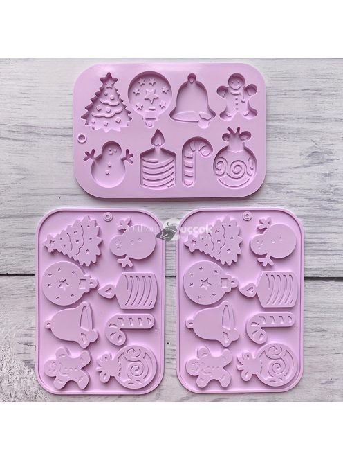 Karácsonyi Hóember, Csengő, Gyertya Csokoládé Szilikon Öntőforma