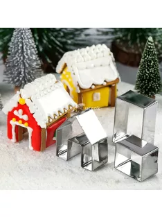   3 részes karácsonyi rozsdamentes acél mini ház süti kiszúró készlet