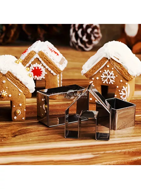 3 részes karácsonyi rozsdamentes acél mini ház süti kiszúró készlet