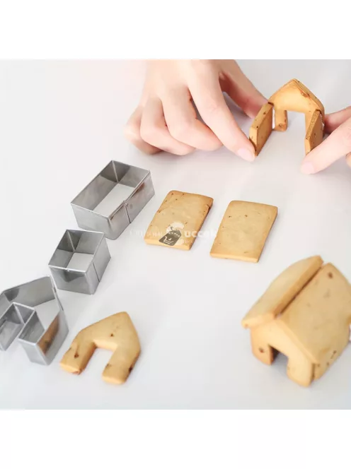 3 részes karácsonyi rozsdamentes acél mini ház süti kiszúró készlet