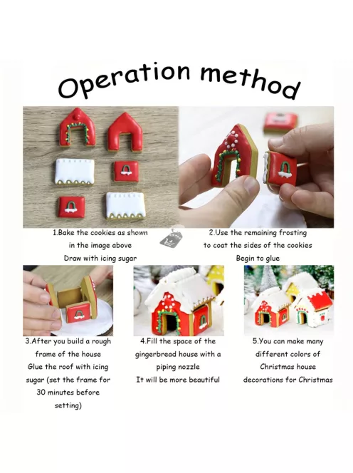 3 részes karácsonyi rozsdamentes acél mini ház süti kiszúró készlet