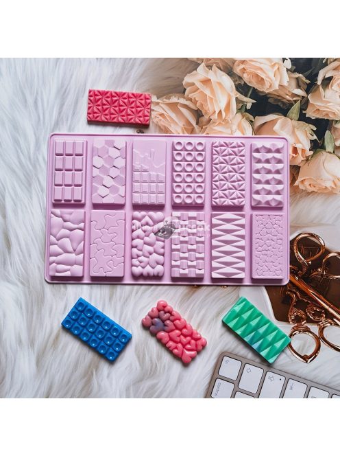 Szilikon csokoládéformák, 12 rekeszes, BPA-mentes