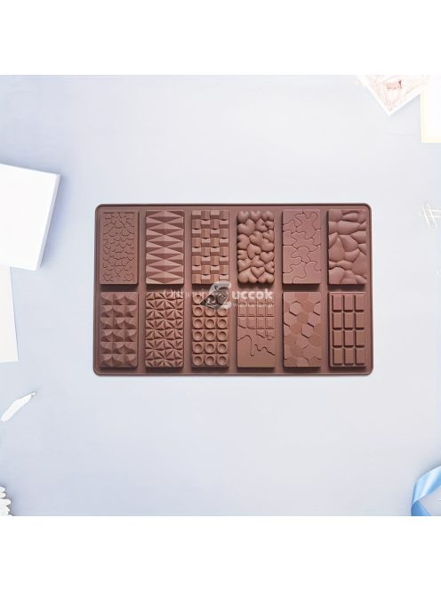 Szilikon csokoládéformák, 12 rekeszes, BPA-mentes