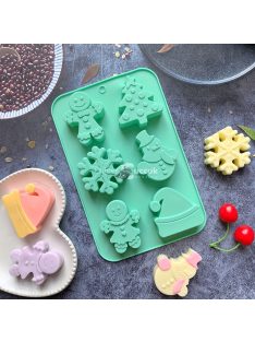  1 db Karácsonyi szilikon sütőforma - hóember, hópehely és Mikulás sapka forma