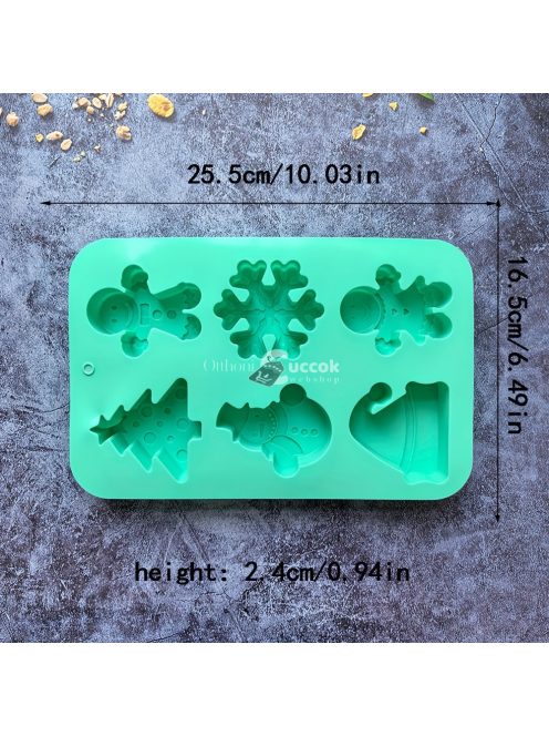 1 db Karácsonyi szilikon sütőforma - hóember, hópehely és Mikulás sapka forma