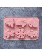 1 db Karácsonyi szilikon sütőforma - hóember, hópehely és Mikulás sapka forma