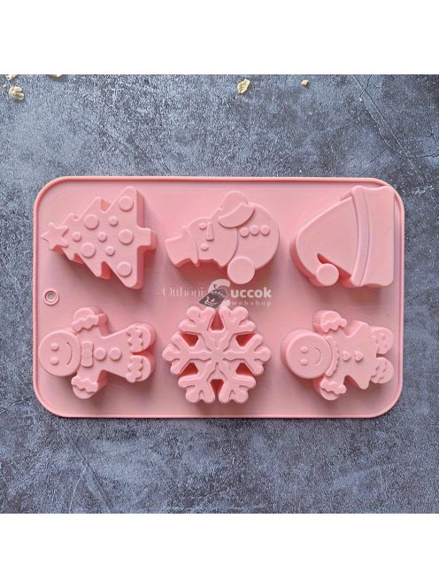 1 db Karácsonyi szilikon sütőforma - hóember, hópehely és Mikulás sapka forma