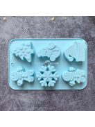 1 db Karácsonyi szilikon sütőforma - hóember, hópehely és Mikulás sapka forma