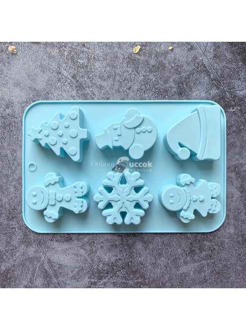 1 db Karácsonyi szilikon sütőforma - hóember, hópehely és Mikulás sapka forma