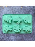 1 db Karácsonyi szilikon sütőforma - hóember, hópehely és Mikulás sapka forma