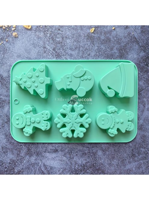 1 db Karácsonyi szilikon sütőforma - hóember, hópehely és Mikulás sapka forma