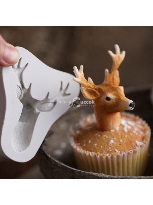 3D karácsonyi szarvas szilikon forma süteménydíszítéshez és cukrászathoz
