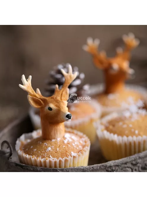 3D karácsonyi szarvas szilikon forma süteménydíszítéshez és cukrászathoz