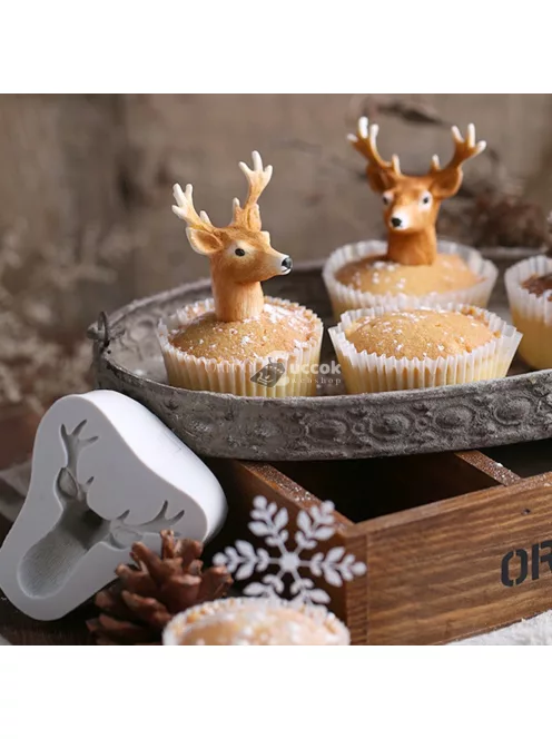 3D karácsonyi szarvas szilikon forma süteménydíszítéshez és cukrászathoz