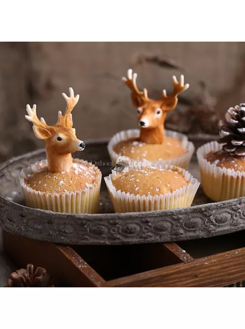 3D karácsonyi szarvas szilikon forma süteménydíszítéshez és cukrászathoz