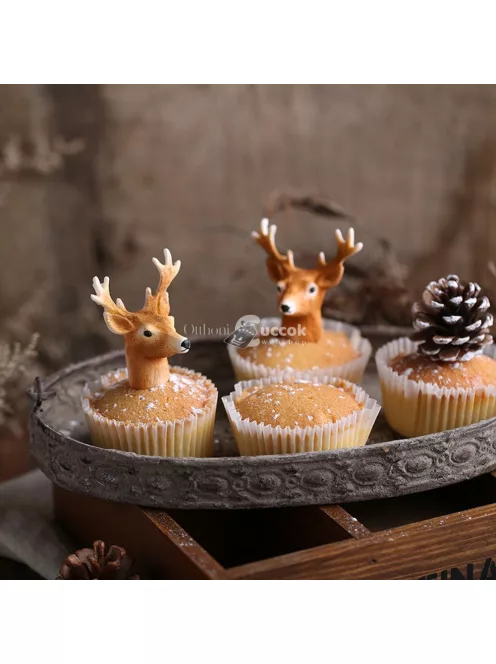 3D karácsonyi szarvas szilikon forma süteménydíszítéshez és cukrászathoz