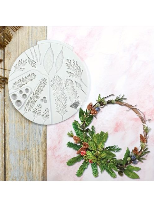 Szilikon sütőforma karácsonyra és ünnepekre - Levél, fa, fenyőtoboz minták