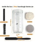 Kovászos Kezdőkészlet, 24oz Üvegedény Dátummal Jelölt Adagolószalaggal, Hőmérővel, Szövethuzattal És Fém Fedéllel