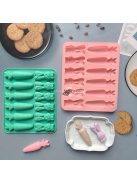 12-üreges szilikon nyúl és répa alakú forma cukorkához, csokoládéhoz és tortához