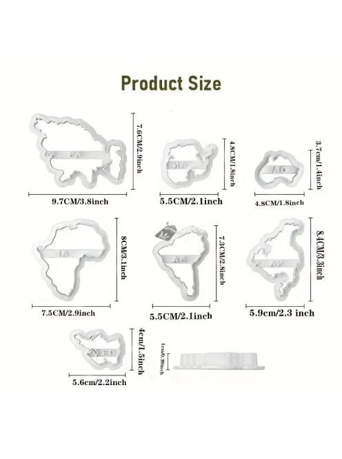 7 darabos Világtérkép Süteményszaggató Készlet