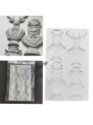 BPA-mentes szilikon fondant forma - Szarvas, macska és kutya úriember alakzatok