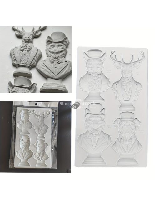 BPA-mentes szilikon fondant forma - Szarvas, macska és kutya úriember alakzatok