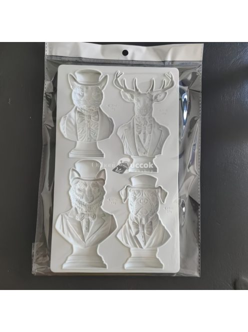 BPA-mentes szilikon fondant forma - Szarvas, macska és kutya úriember alakzatok