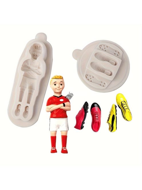 Szilikon focijátékos és stopli formakészlet süteménydíszítéshez