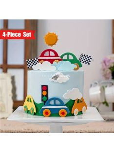   Szilikon Formák 4 részes készlet, Aranyos autó és repülőgép csokoládéformák közlekedési lámpával és Stop táblával