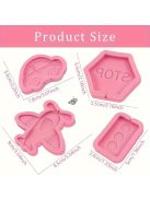 Szilikon Formák 4 részes készlet, Aranyos autó és repülőgép csokoládéformák közlekedési lámpával és Stop táblával