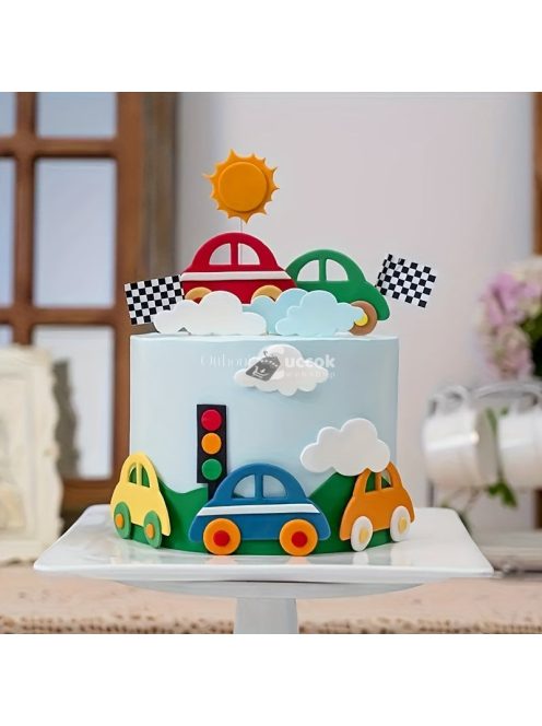 Szilikon Formák 4 részes készlet, Aranyos autó és repülőgép csokoládéformák közlekedési lámpával és Stop táblával