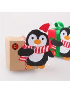 100 db-os karácsonyi nyalóka tartó kártya - Mikulás, pingvin, hóember mintákkal