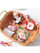 100 db-os karácsonyi nyalóka tartó kártya - Mikulás, pingvin, hóember mintákkal