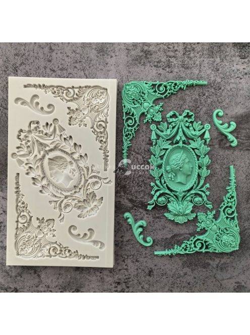 Szilikon Fondant Forma klasszikus Kameóval és díszes kerettel