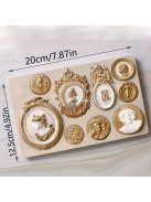 Szilikon Fondant Forma klasszikus Kameóval és díszes kerettel