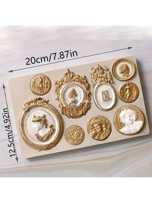 Szilikon Fondant Forma klasszikus Kameóval és díszes kerettel