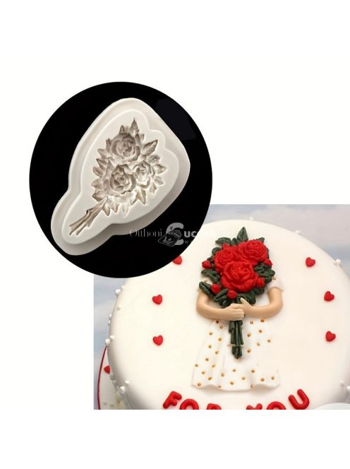 Virágfüzér csokor csokoládé forma, 3D szilikon forma