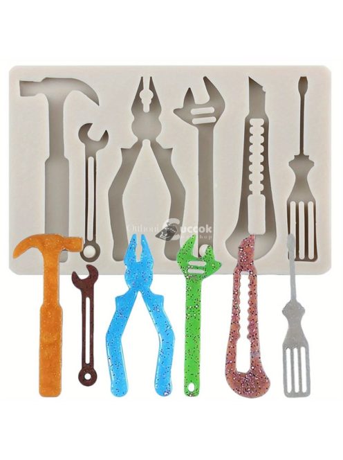 Sütőszilikon Öntőforma Készlet - Csavar, Kalapács és Csavarkulcs Alakzatok