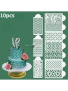 10 DB/készlet, tortasablon, tortadíszítő sablonok