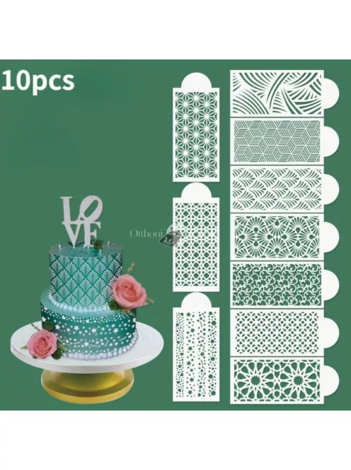 10 DB/készlet, tortasablon, tortadíszítő sablonok