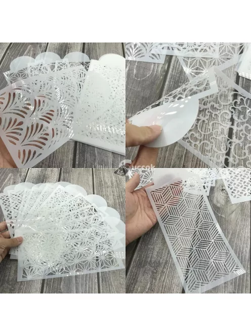 10 DB/készlet, tortasablon, tortadíszítő sablonok