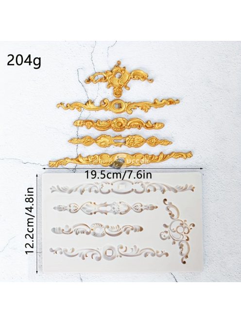 Szilikon barokk stílusú torta sablon - díszítő elem
