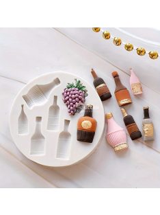   Karácsonyi szilikon sablonkészlet sütéshez és süteménydíszítéshez, bor- és szőlőmintás cukrászati szilikonforma