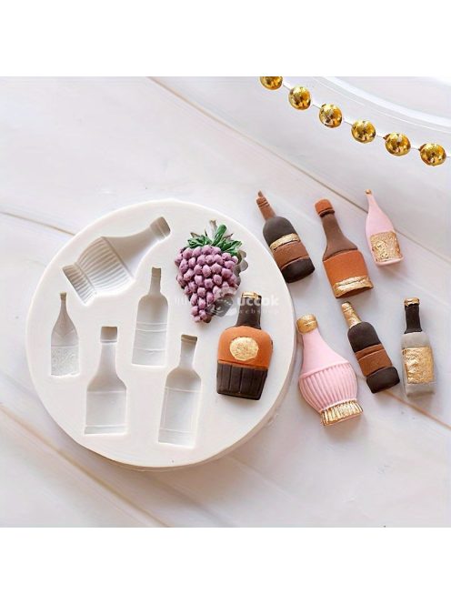 Karácsonyi szilikon sablonkészlet sütéshez és süteménydíszítéshez, bor- és szőlőmintás cukrászati szilikonforma