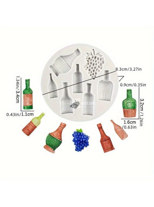 Karácsonyi szilikon sablonkészlet sütéshez és süteménydíszítéshez, bor- és szőlőmintás cukrászati szilikonforma