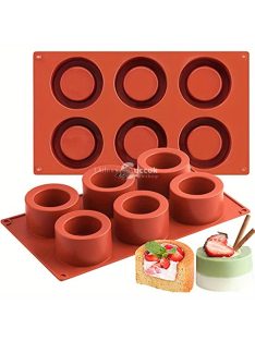   6 lyukú szilikon tortaforma sütéshez, 3D kerek alakú habos tortaformák