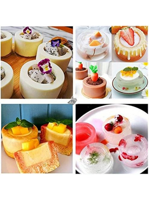 6 lyukú szilikon tortaforma sütéshez, 3D kerek alakú habos tortaformák