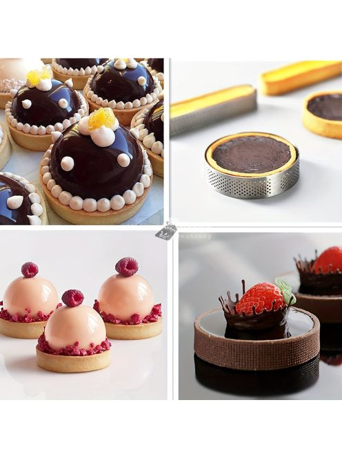 Rozsdamentes acél kerek tarte forma, lyukas francia tészta forma