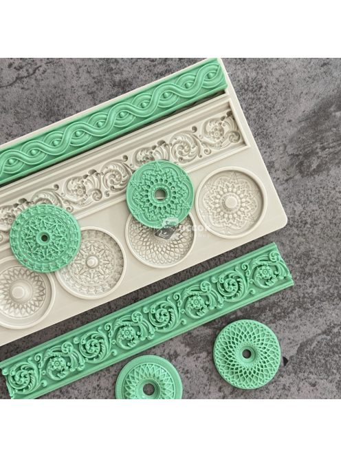 Szilikon forma tortadíszítéshez - Iránytű és domborított oszlop dizájn